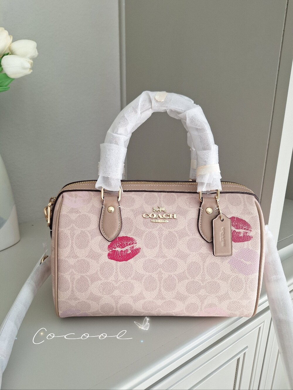 NWT Coach Rowan Satchel Bag Signature With Lips Print CZ934 Limited edition O